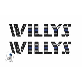 Decal Mods B&W Flag Willys Hood Graphic Decal/Sticker fits Jeep Wrangler JK/JL/JT (2018-2024) Black and White Flag Thin Blue Line (Set of 2) | FK3C8