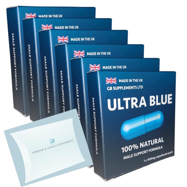 6 X Ultra Blue (New Formula) high Strength Tablets Bundle, 100% Natural Supplement for Men! Stamina, Sex Drive, Libido, Enhancement & Endurance Support - Maca, Korean Ginseng & More