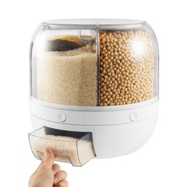 Beaccoss Modern 6-Grid Rotating Grain Dry Food Dispenser, 360 Countertop, Silver, 10.23"L x 10.62"H, BPA Free, Food Grade, Reusable, Portable, Rice, Grains, Beans, Dry Foods