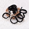 10Pcs Black Pearl Hair Ties Scrunchies for Women Rhinestone Hair