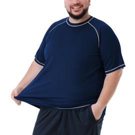 playera de natación grande y alta para hombre, protección solar, UPF 50+, playera de secado rápido, marino, 2G Grande Alto