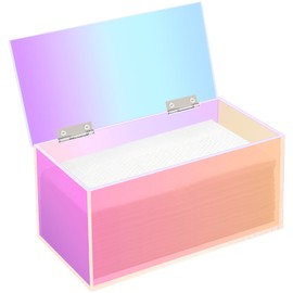 Dryer Face Towel Holder Box for Rectangular Face Wipes, Facial Cleansing Towels Container for Bathroom Vanity Countertop, Rainbow