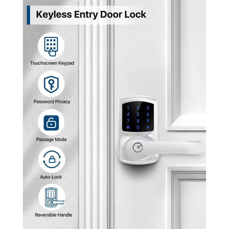 HIDALIFE Keyless Entry Door Lock with Keypad and Handle for