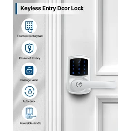 HIDALIFE Keyless Entry Door Lock with Keypad and Handle for Front Doors, Touchscreen, Anti-peep Password, Auto-Locking, Satin Chrome