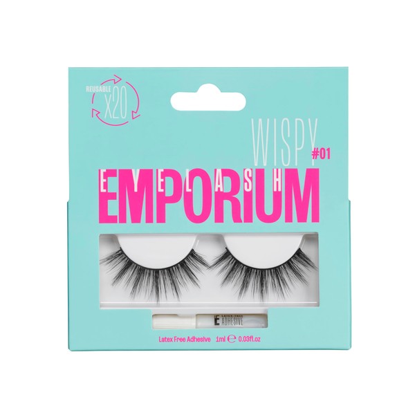 Eyelash Emporium False Eyelashes Wispy 01 With Eyelash Glue –
