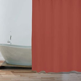 MSV Anti-Mould Shower Curtain - Anti-Bacterial, Washable, Waterproof, Polyester, 180 x 200 cm, Terracotta Red