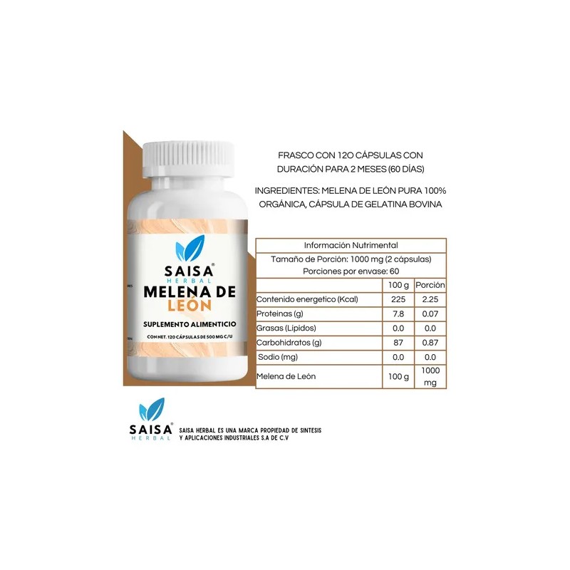 Hongo Melena De León 240 Cápsulas Lions Mane Mushroom Supplement,