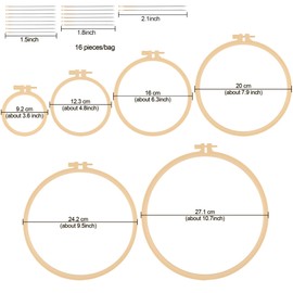 Phinus 6 Pcs Embroidery Hoop 6 Size, Round Plastic Cross Stitch Hoop with 16 Needles (3.6In to 10.7 in), Small Embroidery Hoop, Cross Stitch Hoops and Frames, Suitable for Embroidery, Craft Sewing