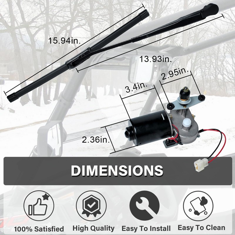 Wadoy UTV Windshield Wiper Motor Kit 12V Compatible with Polaris