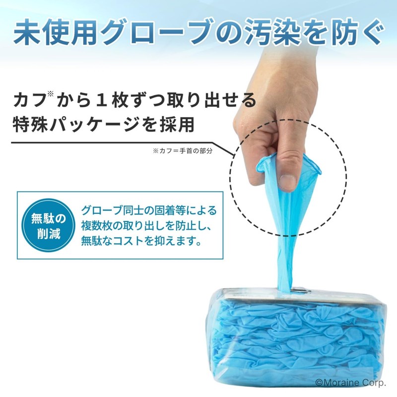 Molain Corporation Disposable Gloves, Nitrile Rubber Gloves, Glacier High Jean