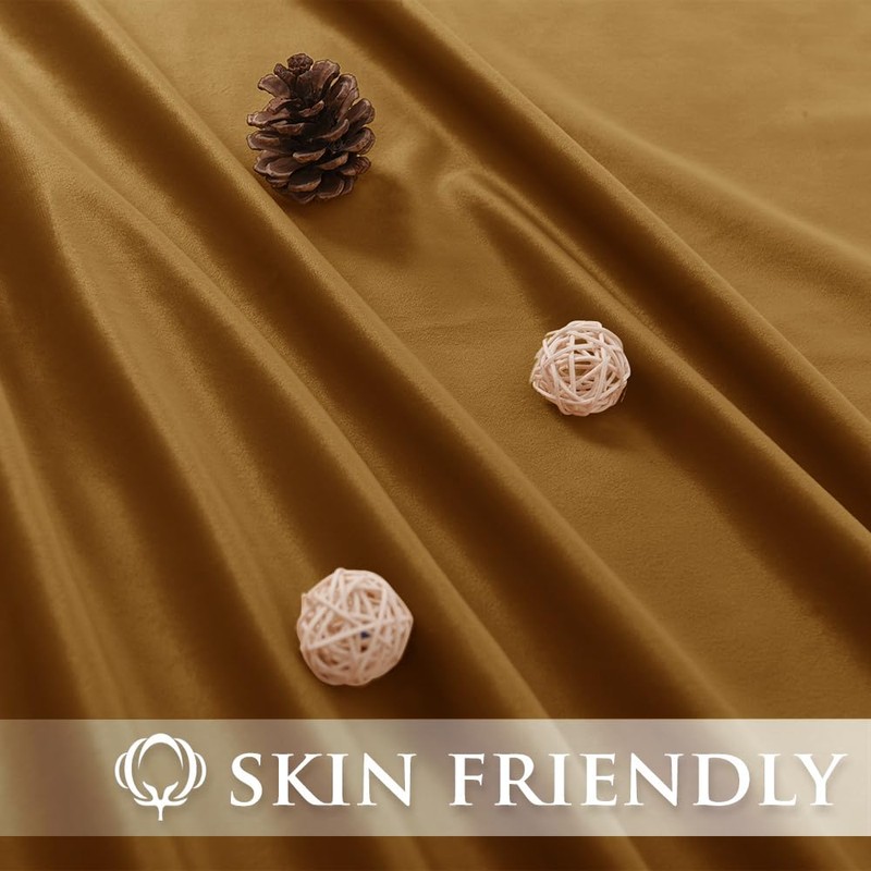 StangH Gold Brown Velvet Valance for Kitchen Luxury Blackout Rod