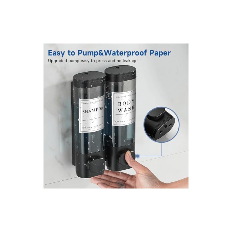 Shampoo and Conditioner Dispenser,Unisense Shower Soap Dispenser 2 Chamber No