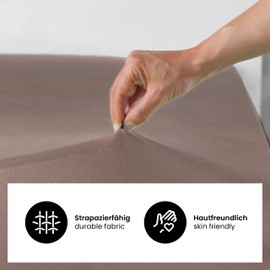 BaSaTex Bio Jersey Spannbettlaken 90x200 cm - Spannbetttuch aus 100% Bio Baumwolle GOTS-Zertifiziert - 90x200-100x200 cm - Farbe: Taupe