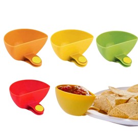 RELKLYU 4 Piece Clip On Dip Bowl Creative Dipping Bowl Kitchen Tools Plastic Spice Stitch Dining Supplies
