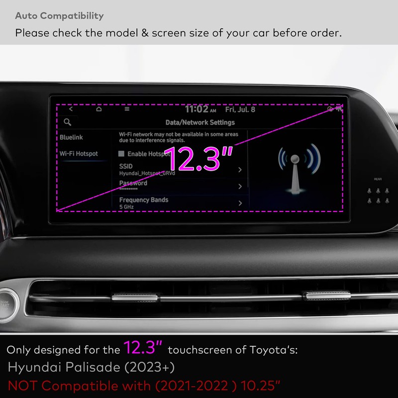 INNOSURE Premium Glass Screen Protector designed for 2023/2024/2025 Hyundai Palisade