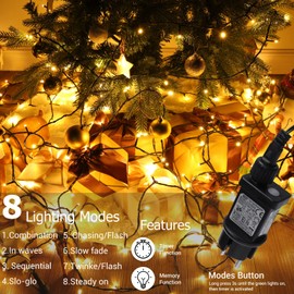 Joomer Outdoor Fairy Lights 400 LEDs, 39.9 m Warm White Christmas Tree Fairy Lights, Power-Operated with Timer, 8 Mode Waterproof Christmas Lighting, Decoration for Outdoor / Indoor, Christmas Party,