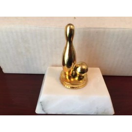 Bowling Pin and Ball Trophy Trim - Gold