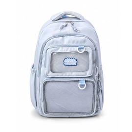 New school-style backpack, versatile transparent ita bag for girls, perfect to travel, large capacity anime-inspired backpack for junior high school girls.blue.