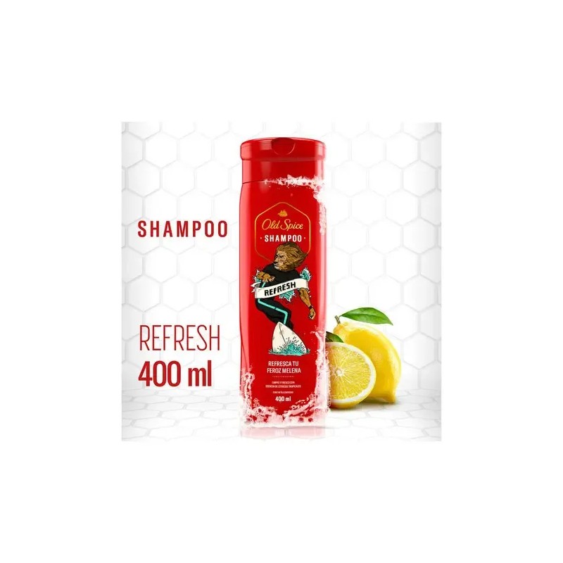 Shampoo Old Spice Refresh, Shampoo Refrescante para Hombre 400 ml