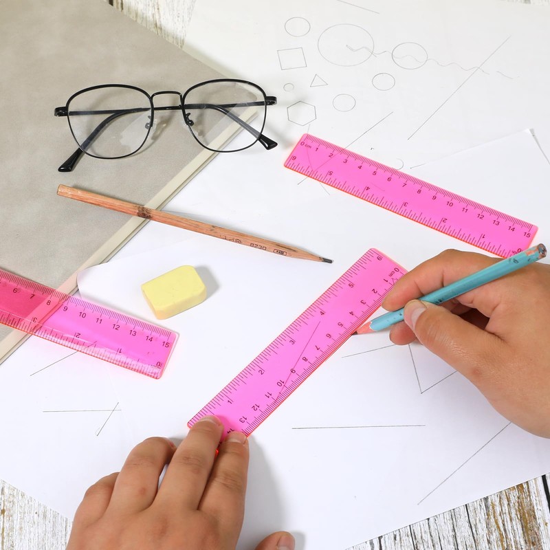 Ruler 6 Inch, 3 Pack Ruler Set Plastic Straight Ruler