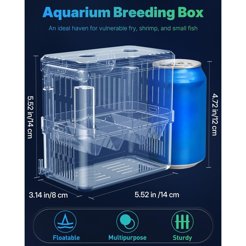 Pawfly Aquarium Fish Breeding Box Transparent Plastic Breeder Box for