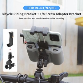 wtohoby Bicycle Handlebar Mount for DJI RC-N3/N2/N1 Control Flip/NEO/AIR 3S/3/2S/AIR2/Mini 4 3 Pro/Mini 2/2SE/4K/Mavic 3 No Display Remote Clamp Adapter Bracket for Cycling Motorcycle