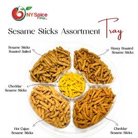 NY SPICE SHOP Sesame Sticks Snacks Tray - 2 Pound Crisy Sesame Sticks Snacks in Bulk - Honey Roasted Sesame Sticks - Healthy Snacks - Spicy Sticks - Bulk Snacks Tray - Mix Flavoured Sesame Tray