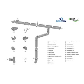 Gutter System - 90 mm Plastic PVC, Selection Components - RainWay 90, grey