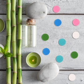 50pcs Essential Oil Refill Pads, Round Fiber Cotton Core for Aromatherapy Necklace, Bracelet, Car Vent Clip, Assorted Colors, 1.5 Inch Diameter, Diy Scent Pads for Home, Office, Car