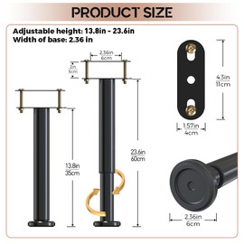 YUEYIN 4Pcs Bed Frame Support Leg, Adjustable 13.8" to 23.6", Increase Under-Bed Storage Space, Extra Sturdy Steel Bed Frame Support Legs with Wider Rubber Base, More Stable, for King/Queen Bed