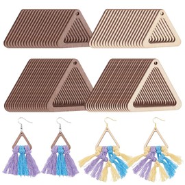 PH PandaHall 40pcs Wooden Earring Pendants, 2 Sizes Hollow Triangle Pendants Blank Unfinished Wooden Dangle Charms for Earrings Necklace Jewellery Making DIY Crafts, 22~32.5mm