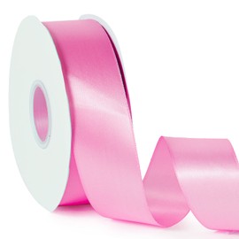 Cinta de satén de color rosa melocotón de 1-1/2 pulgadas x 50 yardas, cinta de tela de poliéster de alta densidad de doble cara para envolver regalos, bodas, fiestas, manualidades, lazos para el pelo, adornos de decoración del hogar