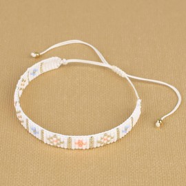 KELITCH Women's Bracelets Beads Miyuki Wide Bracelets Star Pattern Decoration Size Adjustable with Non-Elastic Rope Bracelet for Women Self Statement Friendship Gifts, Rubber