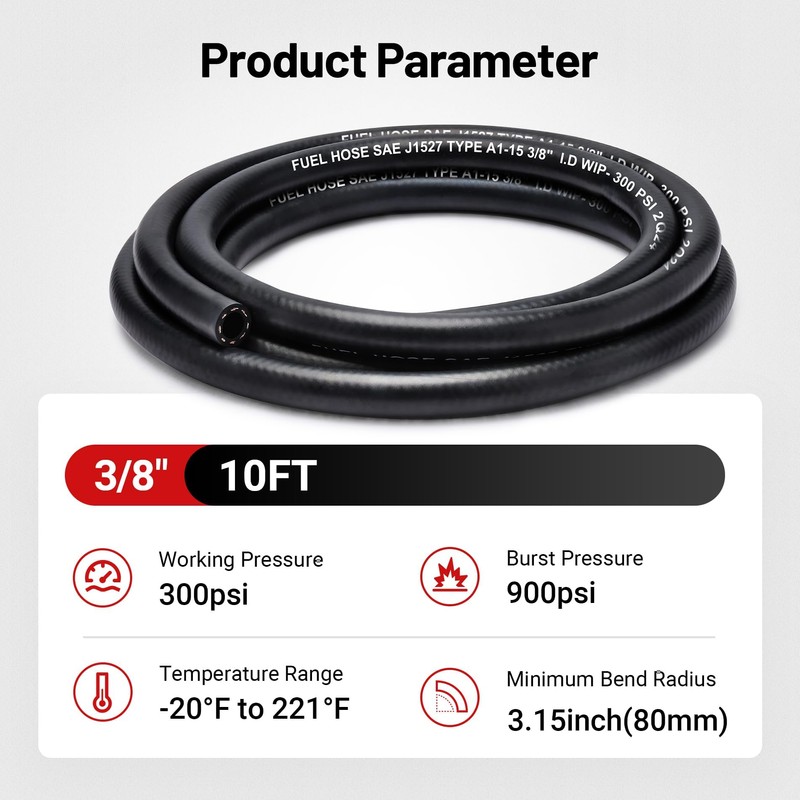 EVIL ENERGY 3/8 Marine Fuel Line Hose Type A1-15 Rubber