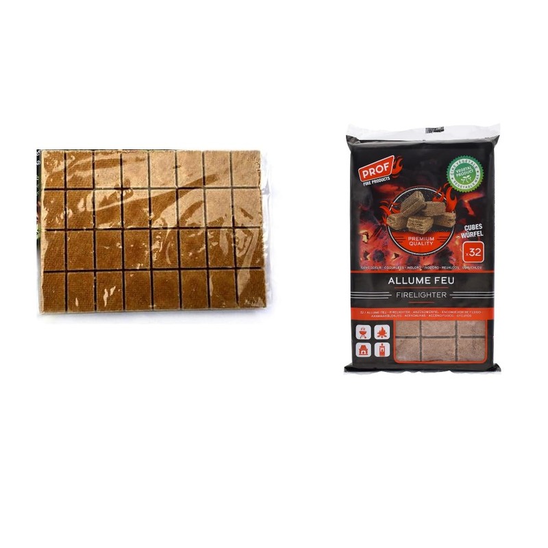 Natural Fire Starter Cubes, Pack of 32 Wood Cubes Vegetable