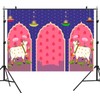 TYOOFD Indian Blue Lotus Cow Pooja Pichwai Backdrop for Traditional