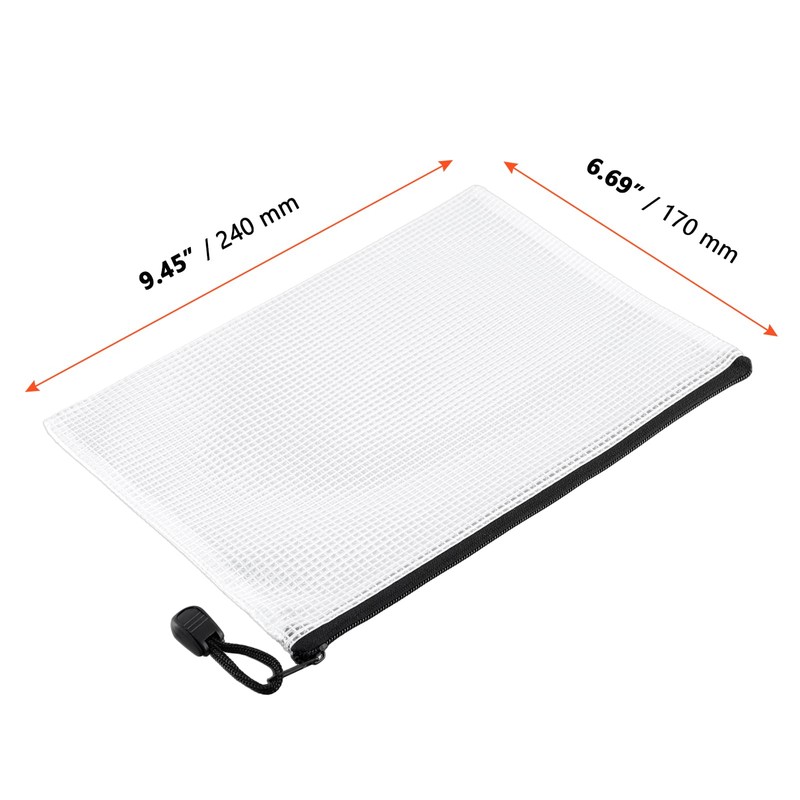 SINJEUN 30 PCS A5 Plastic Wallets, Mesh Zipper Pouch Bag