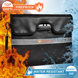 hifrom Document Bag Safe Fireproof Waterproof Fireproof Document Box Money Bag for A4 Documents, Storage Bag with Zip (34 x 25 cm Double Zip Combination Lock)