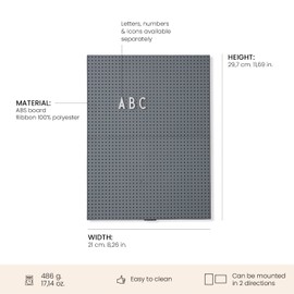 Design Letters Felt Memo Letter board | A4 Message board | Changeable Letter board for everyday | Aesthetic Room Decor for Home, Kitchen, Office Display | Dark Grey