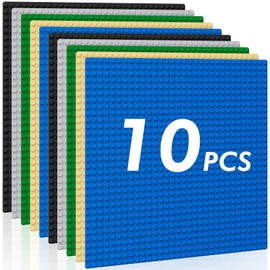 Pokiiulk Pokiiulk Classic Baseplates Building Plates-Pack of 10 Large 10" x 10" Building Bricks, Compatible with All Major Brands and Activity Table, Perfect STEM Gift for Builders Age 3+ (Multicolored)