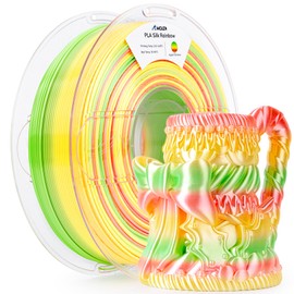 AMOLEN Silk PLA 3D Printer Filament, Shiny Multicolor Rainbow PLA Filament 1.75mm, Gradient Color Change PLA 3D Printing Filament for Most FDM 3D Printer, Red Green Yellow, 1kg (2.2lbs)