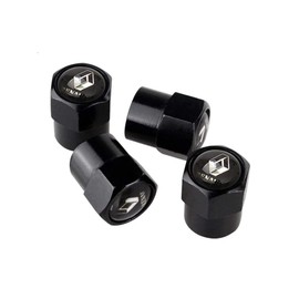 Black Valve Dust Caps, Set of 4 compatible with Zoe Captur Clio Espace Fluence Kadjar Koleos Kwid Mégane Pulse Scénic