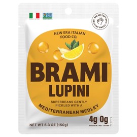 BRAMI Lupini Beans Snack, Mediterranean Medley | 7g Plant Protein, 0g Net Carbs | Vegan, Vegetarian, Keto, Plant Based, Mediterranean Diet, Non Perishable | 5.3 Ounce (8 Count)