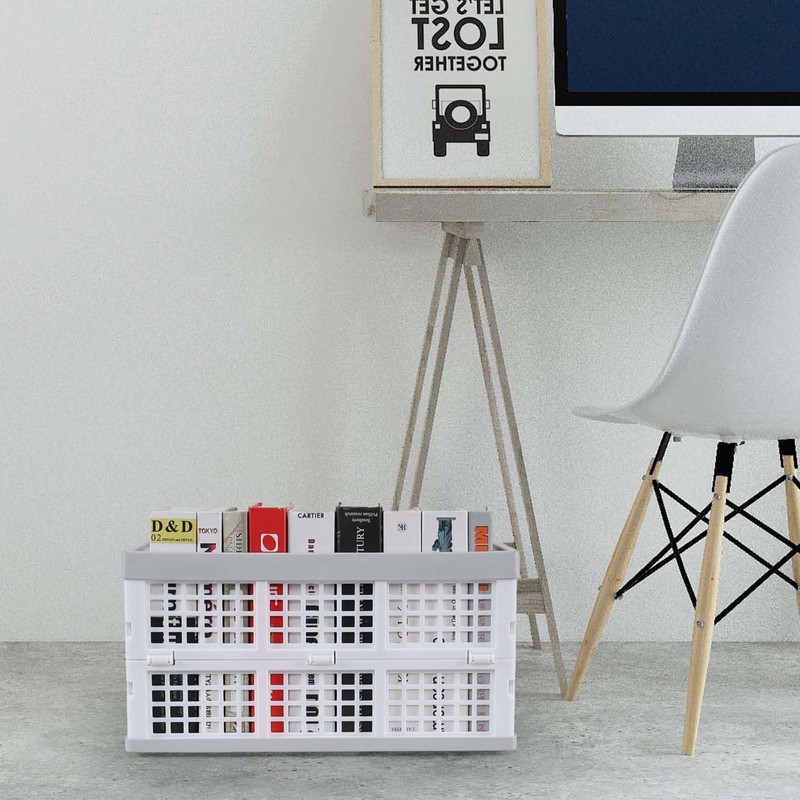 Wakikini 30 L Plastic Rectangular Collapsible Crates, 3 Pack Folding