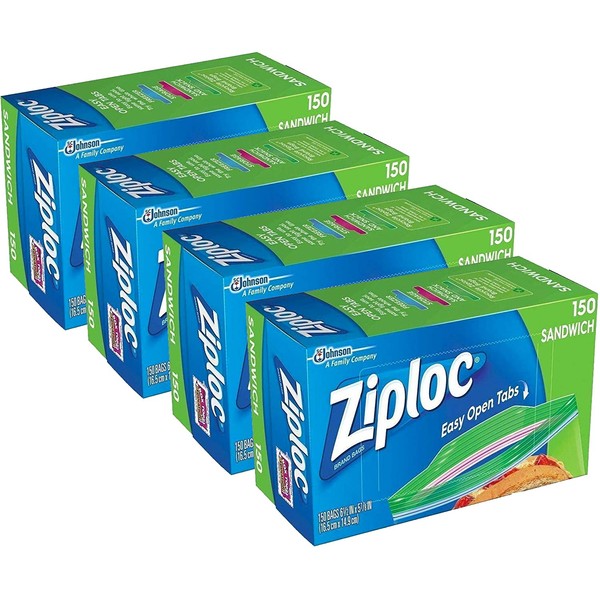Ziploc Sandwich Bags (150 bags x 4 = 600 bags)
