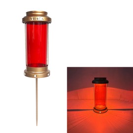 VIIACA Memorial Solar Lights for Cemetery Graves with Long Stake, Decorative Solar Cross Garden Stakes for Outdoors, Memorial Lantern Sympathy Gifts for Loss of Loved One (F1 Non)