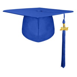 gradois Unisex Adult Matte Graduation Cap with 2025 Tassel Year Charm for High School & Bachelor Master Royal Blue