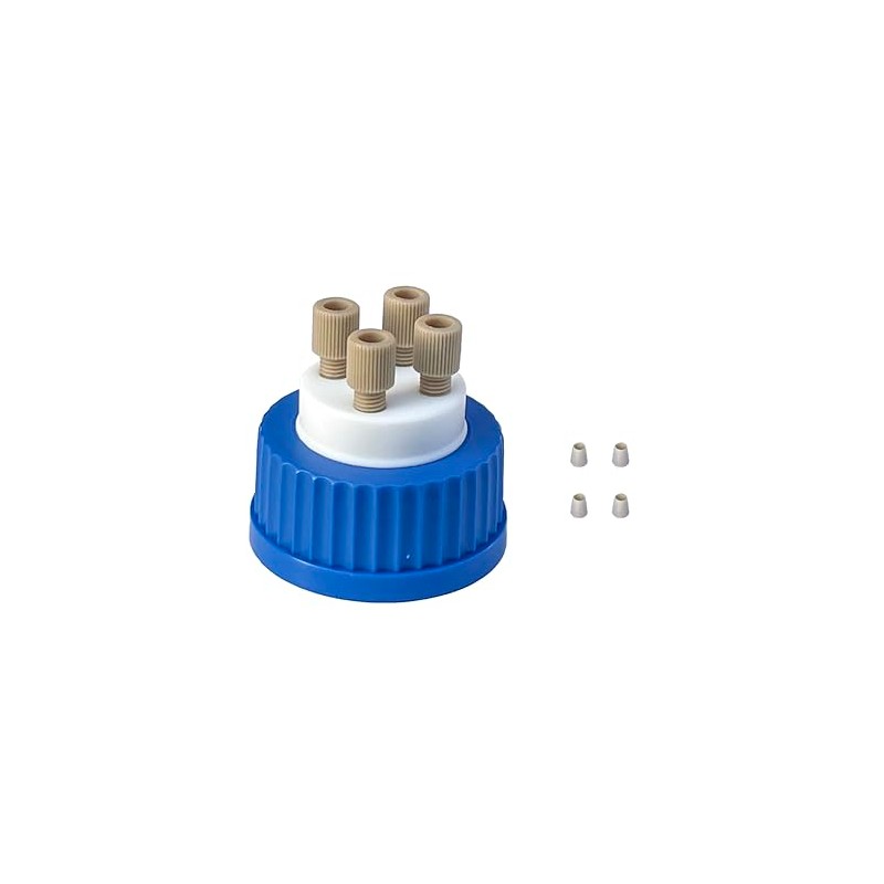 MUHWA Lab Safety 4-Port Cap with 1/4"-28 Thread Inserts Hole