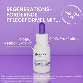 Jean & Len Renewing Booster Serum, Ideal for All Skin Types, Increases Skin Elasticity & Elasticity with Pro-Retinol* and Retinal Extract**, Fragrance-Free, Vegan, 30 ml