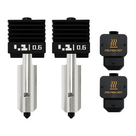 RugooSpink 2PK 0.6MM Hotend for Bambu Lab H2D Combo Hardened Extruder Hotend Hot End with Hardened Steel Nozzle Print Head Silicone Sleeve Hotend Replacement for Bambu Lab H2D/A1/A1 Mini Accessories